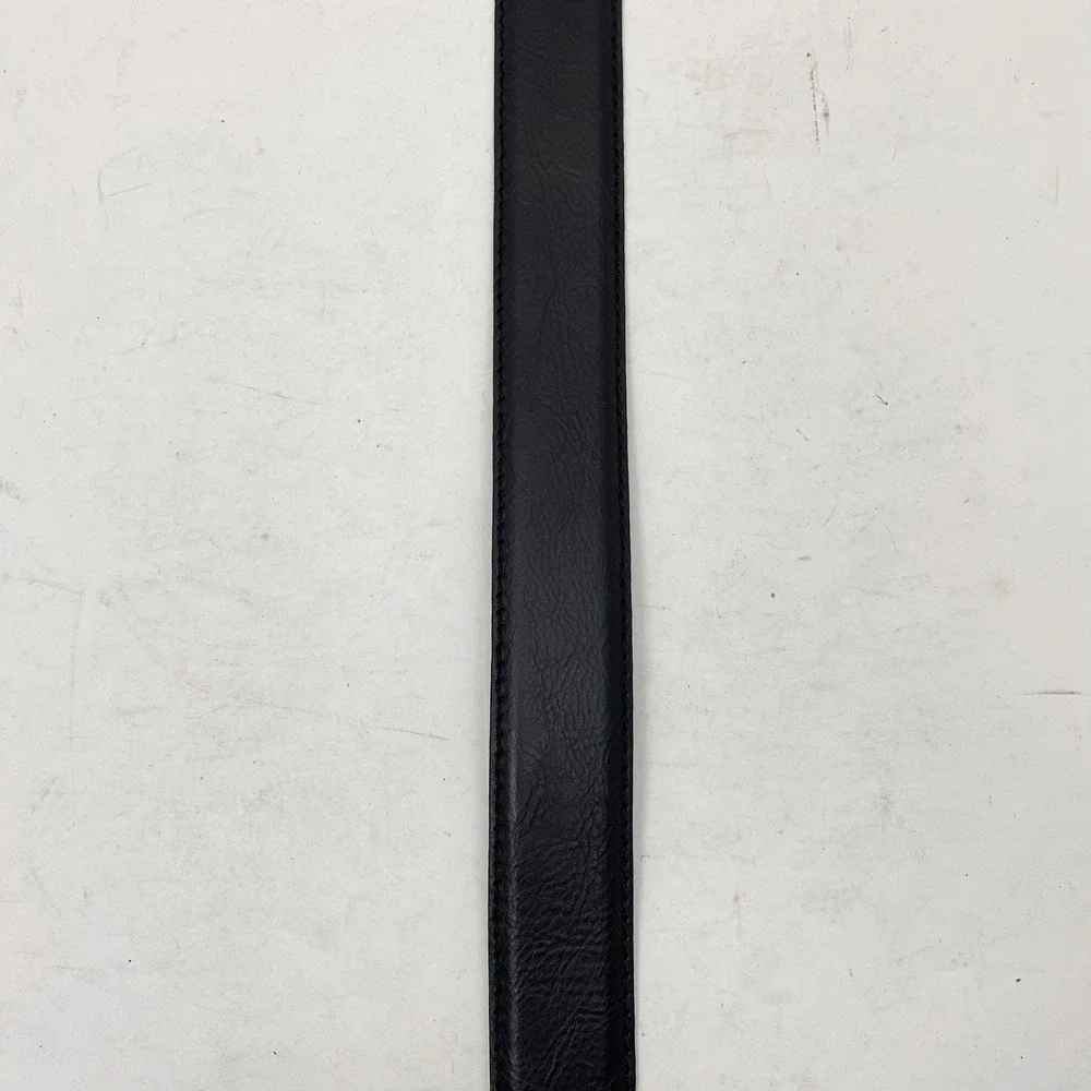 Columbia Black Synthetic Leather Belt Mens Size 40‎ Brushed Silver Buckle